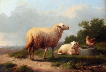 Eugene Joseph Verboeckhoven : Sheep In A Meadow